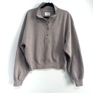 Aritzia Wilfred Free Fleece Button Sweatshirt in Faded Gull Grey size 3